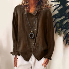 Load image into Gallery viewer, Solid Color Cotton Linen Lapel Shirt
