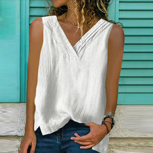 Load image into Gallery viewer, Sleeveless Solid Cotton Linen T-Shirt
