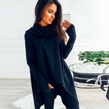 Load image into Gallery viewer, Solid Color Long-Sleeved Irregular Hooded Sweater
