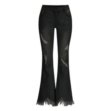 Load image into Gallery viewer, Denim High-waist Ripped Trousers
