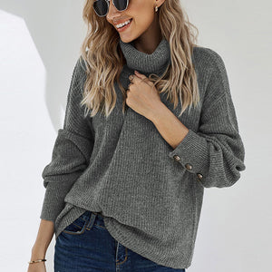 Solid Color Stand Collar Sweater