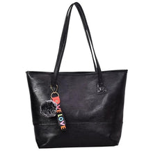 Load image into Gallery viewer, Women Leather Hairball Zipper Tote Solid Color Shoulder Bag
