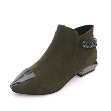 Load image into Gallery viewer, Women Med Square Heel Metal Decoration Ankle Boots

