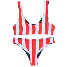 Load image into Gallery viewer, Reversible Stripe Bikini Set Swimsuit
