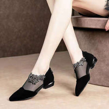 Load image into Gallery viewer, RHINESTONE STONE HOLLOW HEEL SHOES
