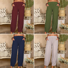 Load image into Gallery viewer, Solid Color Cotton Linen Casual Pants

