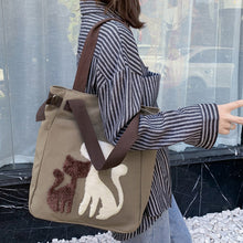 Load image into Gallery viewer, Large Capacity Cat Printing Canvas Shoulder Bag
