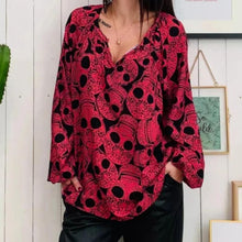 Load image into Gallery viewer, Halloween New Women&#39;s Casual Printing V-neck Long-Sleeved Shirt
