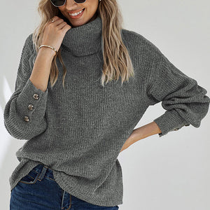 Solid Color Stand Collar Sweater