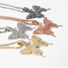 Load image into Gallery viewer, Crystal Pave Butterfly Pendant Necklace
