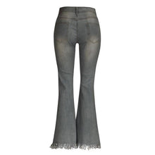 Load image into Gallery viewer, Denim High-waist Ripped Trousers
