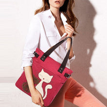 Load image into Gallery viewer, Large Capacity Cat Printing Canvas Shoulder Bag
