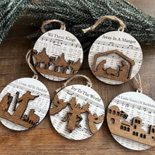 Load image into Gallery viewer, Music Sheet Nativity Ornament

