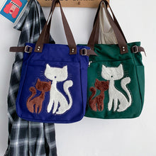 Load image into Gallery viewer, Large Capacity Cat Printing Canvas Shoulder Bag
