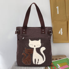 Load image into Gallery viewer, Large Capacity Cat Printing Canvas Shoulder Bag
