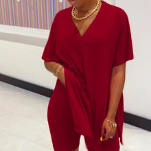 Load image into Gallery viewer, V-neck Batwing Sleeve Top &amp; Short Set
