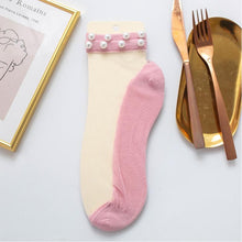 Load image into Gallery viewer, Women Pearl Fishnet Ankle High Socks
