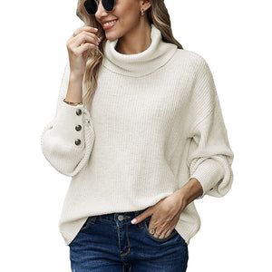 Solid Color Stand Collar Sweater