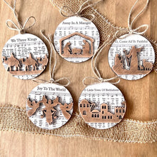 Load image into Gallery viewer, Music Sheet Nativity Ornament
