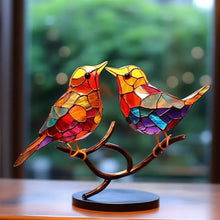 Load image into Gallery viewer, Birds on Branches Stained Glass Ornaments
