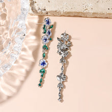 Load image into Gallery viewer, BLUE FLOWER CHAIN EARRINGS
