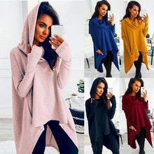 Load image into Gallery viewer, Solid Color Long-Sleeved Irregular Hooded Sweater
