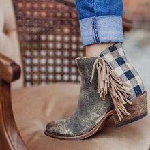Load image into Gallery viewer, Retro Tassel Side Checked Back Zipper Boot
