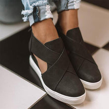 Load image into Gallery viewer, Women&#39;s Cut-Out Wedge Sneakers Back Zipper Shoes
