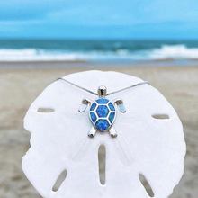 Load image into Gallery viewer, Blue Opal Sea Turtle Necklace
