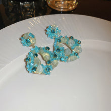 Load image into Gallery viewer, Diamond Encrusted Crystal Fan-Shaped Ginkgo Leaf Earrings
