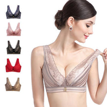 Load image into Gallery viewer, Stripes Lace Push-Up Seamless Breathable Zipper Bra
