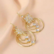 Load image into Gallery viewer, Crystal Lotus Three Hoop Earrings
