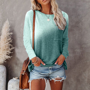 Casual Tie Dye Print Pocket Long Sleeve T-Shirt