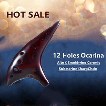 Load image into Gallery viewer, [HOT SALE]-12 Holes Ocarina Alto C Smoldering Ceramic Submarine SharpChain +Display BaseS
