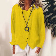 Load image into Gallery viewer, Solid Color Cotton Linen Lapel Shirt

