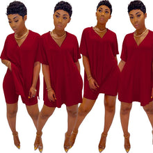 Load image into Gallery viewer, V-neck Batwing Sleeve Top &amp; Short Set
