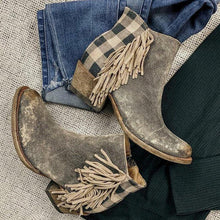Load image into Gallery viewer, Retro Tassel Side Checked Back Zipper Boot
