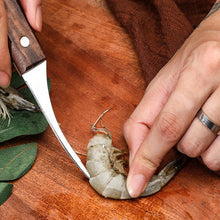 Load image into Gallery viewer, Stainless steel shrimp tool with wooden handle
