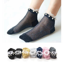 Load image into Gallery viewer, Harajuku Vintage Glitter Silver Women's socks
