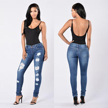 Load image into Gallery viewer, Fashionable denim tripped jeans
