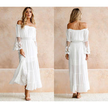 Load image into Gallery viewer, Tulle Off Shoulder Frilled Vacation Dress

