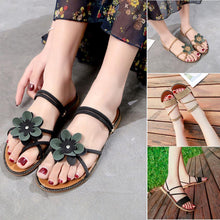 Load image into Gallery viewer, Seaside Flat Bottom Sandals Flower Elastic Sandals
