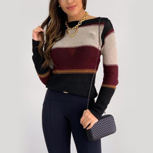 Load image into Gallery viewer, Colorblock Long Sleeve Ladder Cutout Knit Top
