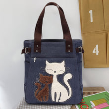 Load image into Gallery viewer, Large Capacity Cat Printing Canvas Shoulder Bag

