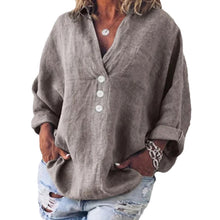 Load image into Gallery viewer, Cotton Linen Lapel Loose Shirt
