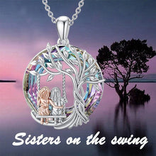 Load image into Gallery viewer, Tree of Life Sister on the Swing Cry-stal Pendant Necklace
