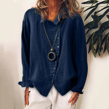 Load image into Gallery viewer, Solid Color Cotton Linen Lapel Shirt
