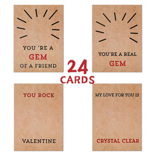Load image into Gallery viewer, 24 Pack Valentines Cards with Heart-Shape Crystals
