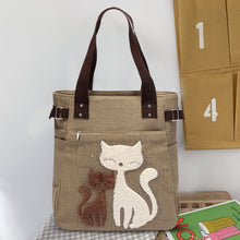 Load image into Gallery viewer, Large Capacity Cat Printing Canvas Shoulder Bag
