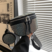 Load image into Gallery viewer, Fashion Rhinestone PU Leather Waist Bag
